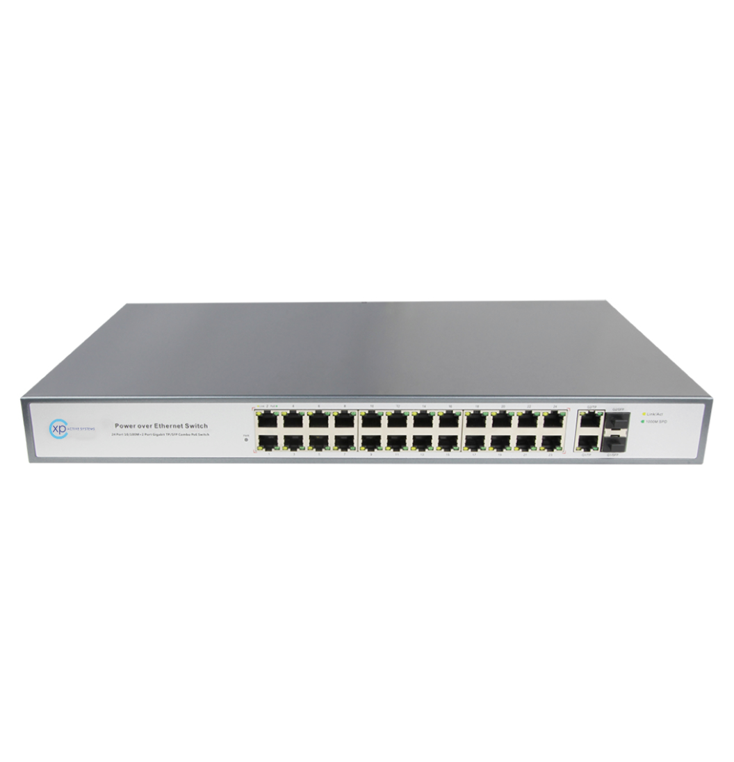 24 Port 10/100 PoE + 2 Gigabit Combo Yönetil...