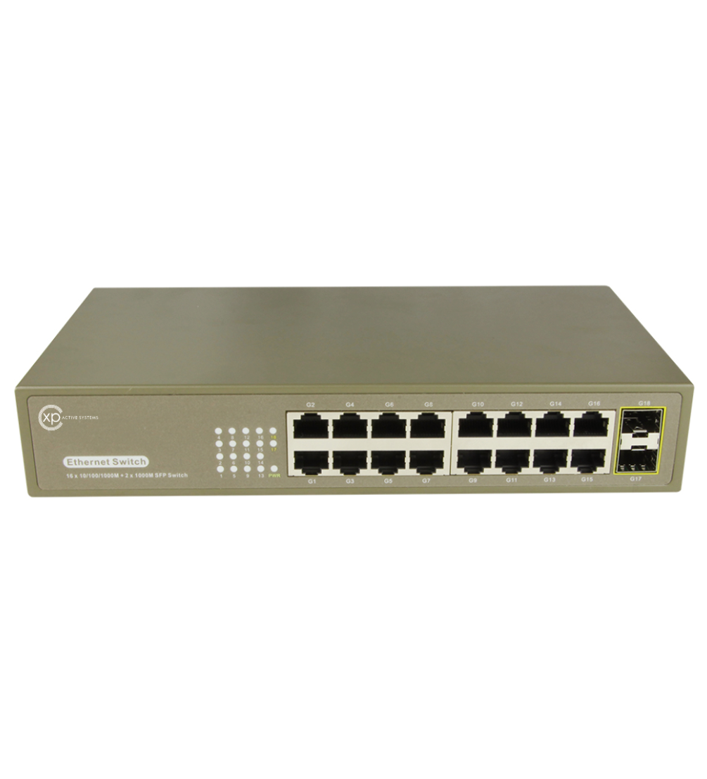 16 port 10/100/1000T + 2 port 100/1000 SFP Y...